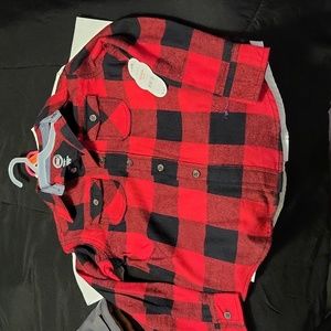 Boys red and black plaid shirt
